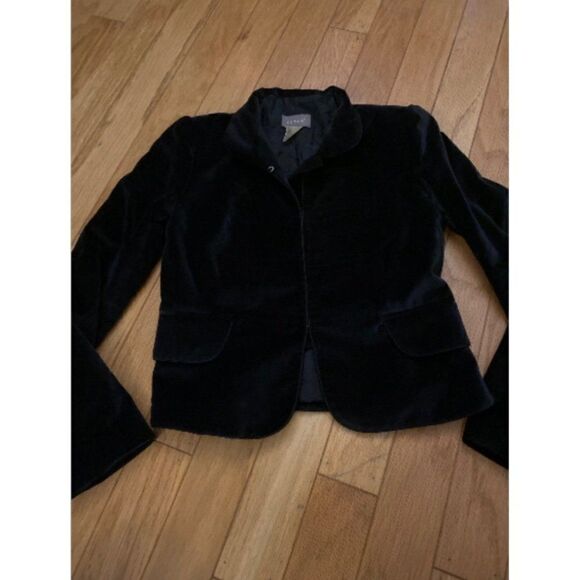 Kenar, womens black suede, collared with front pockets, hook & eye closures sz 4 - Picture 1 of 9